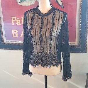 Divided  - Vintage Look Black Lace Top